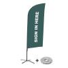 Beach Flag Alu Wind Complete Set Sign In Here Grey French Cross Base - 2