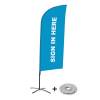 Beach Flag Alu Wind Complete Set Sign In Here Blue French Cross Base - 5