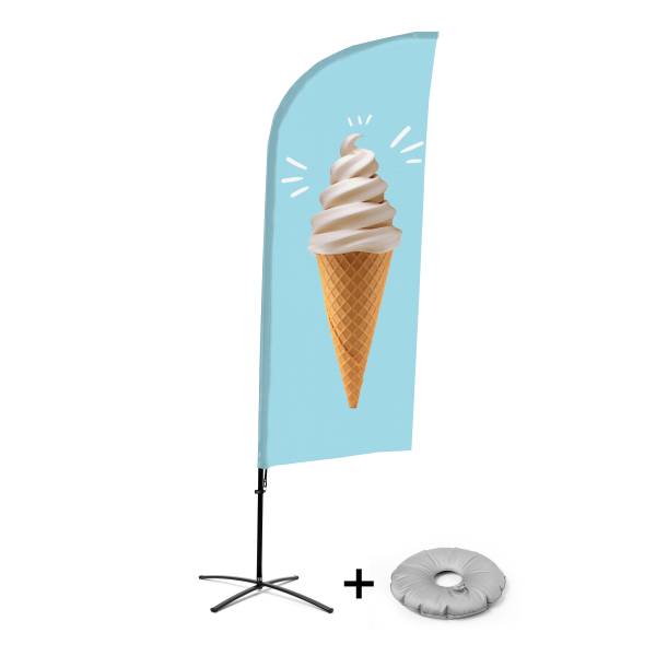 Beach Flag Alu Wind Complete Set Ice Cream  Cross Base