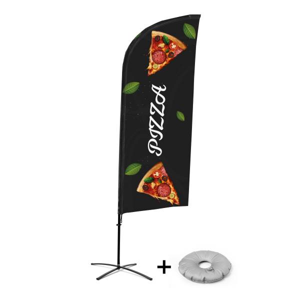 Beach Flag Alu Wind Complete Set Pizza  Cross Base