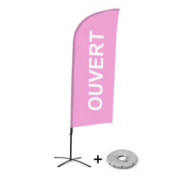 Beach Flag Alu Wind Complete Set Open Pink French Cross Base
