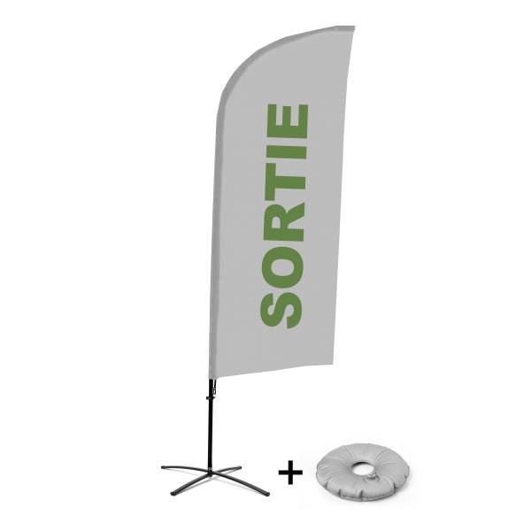 Beach Flag Alu Wind Complete Set Exit Grey French Cross Base