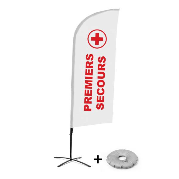 Beach Flag Alu Wind Complete Set First Aid French Cross Base