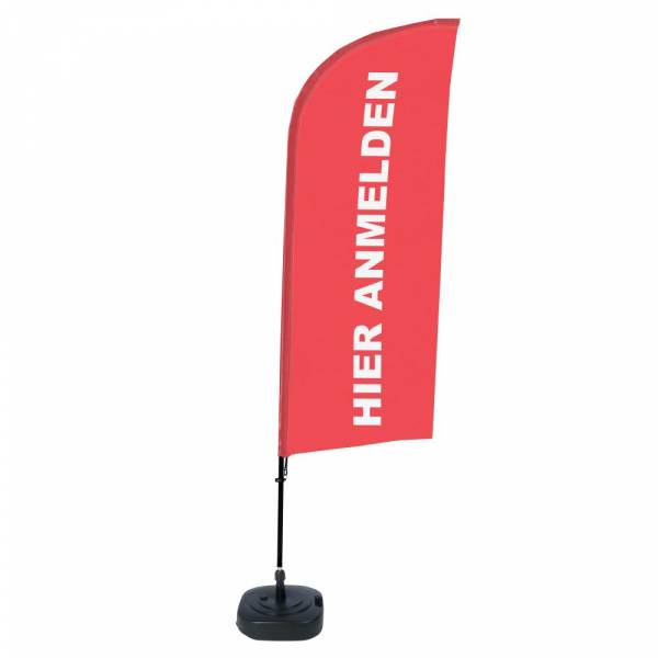Beach Flag Alu Wind Complete Set Sign In Here Red German ECO print material