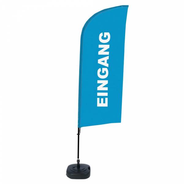 Beach Flag Alu Wind Complete Set Entrance Blue German ECO print material