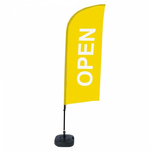 Beach Flag Alu Wind Complete Set Open Yellow English
