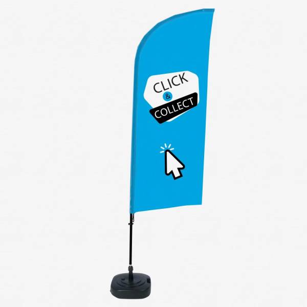 Beach Flag Alu Wind Complete Set Click &amp; Collect Blue English