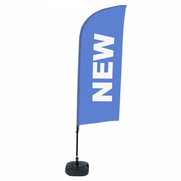 Beach Flag Alu Wind Complete Set New Blue English ECO print material