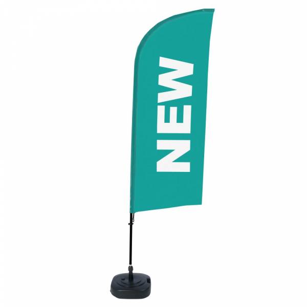Beach Flag Alu Wind Complete Set New Turquoise English