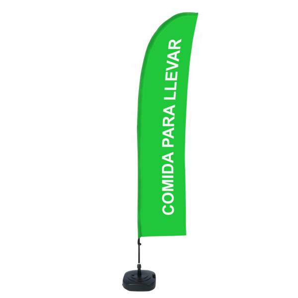 Beach Flag Budget Wind Complete Set Take Away Green Spanish ECO print material