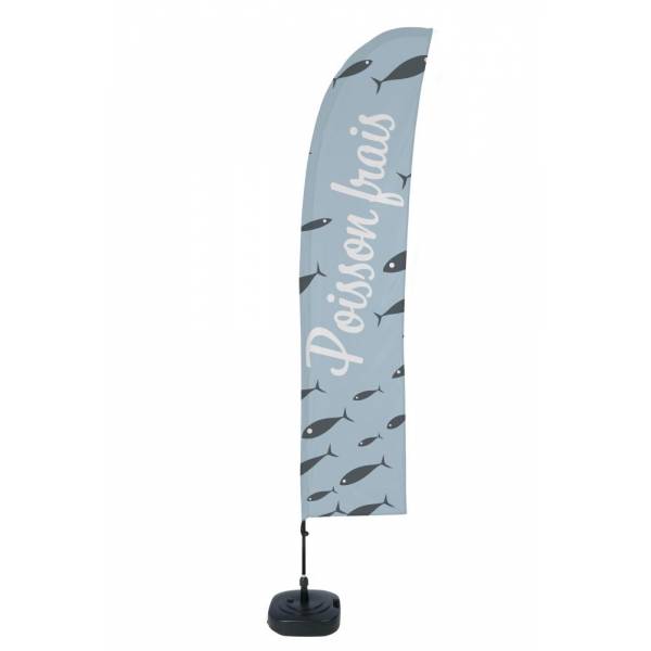Beach Flag Budget Wind Complete Set Fresh Fish French ECO print material