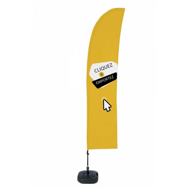 Beach Flag Budget Wind Compete Set Click & Collect Yellow French  ECO print material