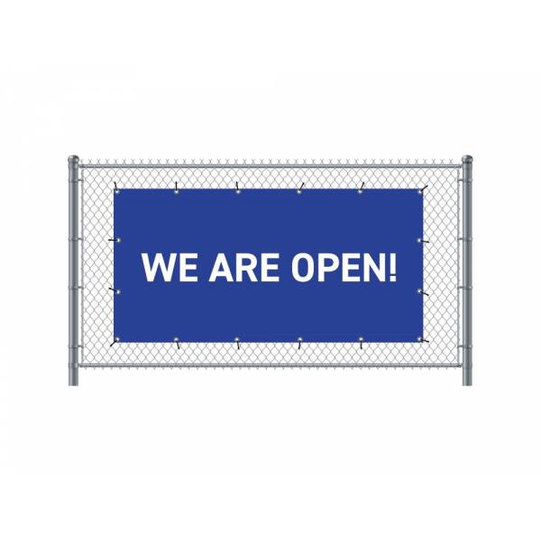 Fence Banner 200 x 100 cm Open English Blue