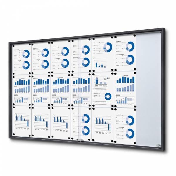 SLIM Beltéri Zárható Vitrin Tolóajtóval | Anthracite | 21xA4