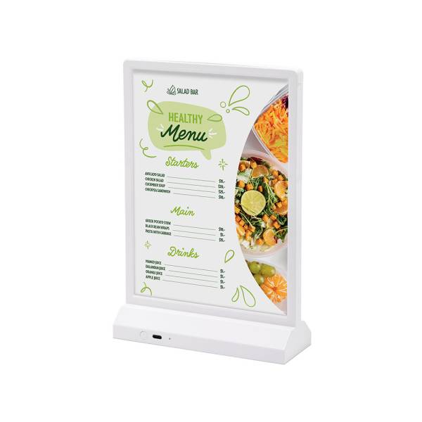 T-LED asztali menütartó | A5 | fehér