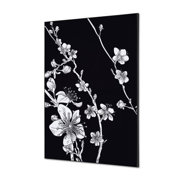 Textile Wall Decoration SET A1 Japanese Blossom Black